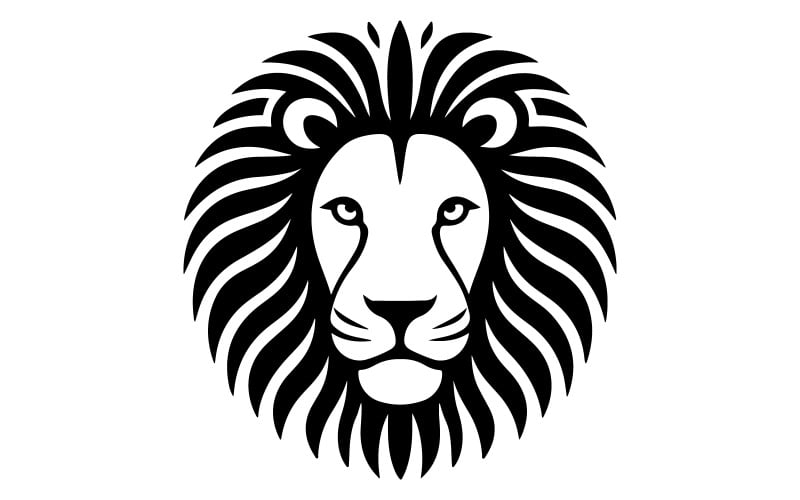 Lion face silhouette vector art with white background