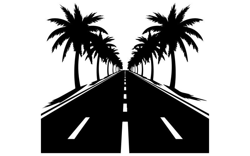 Imagen de silueta vectorial de carretera con fondo blanco