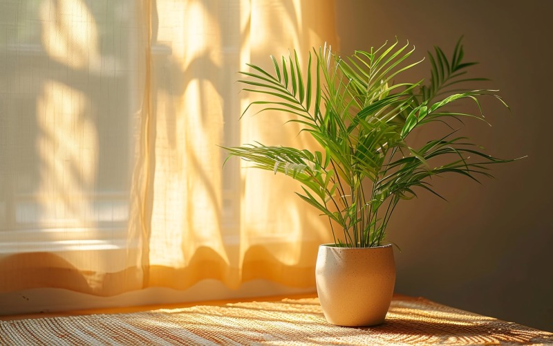 Grön växtvas Tillbaka till tyg med Sun Light 201