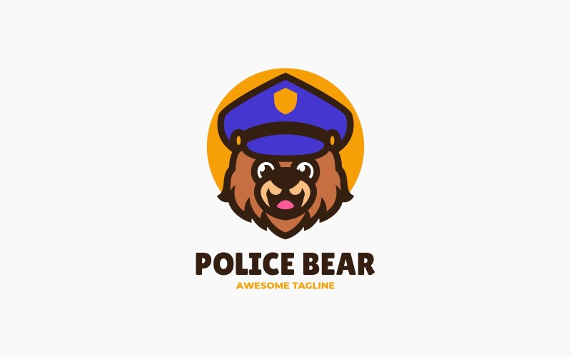 Logo de dessin animé de la mascotte de la police de l'ours 2