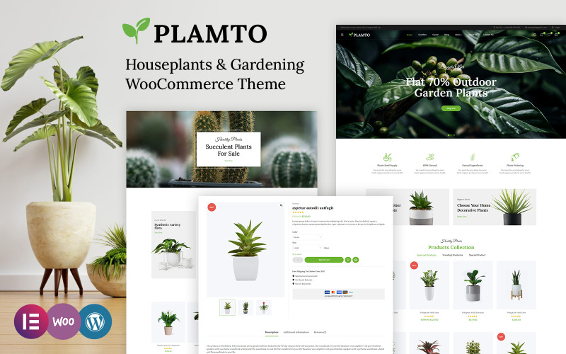 Plamto - 室内植物和园艺商店 Elementor WooCommerce 主题