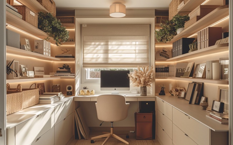 Home-Office-Zimmer mit Stühlen und Tisch 298