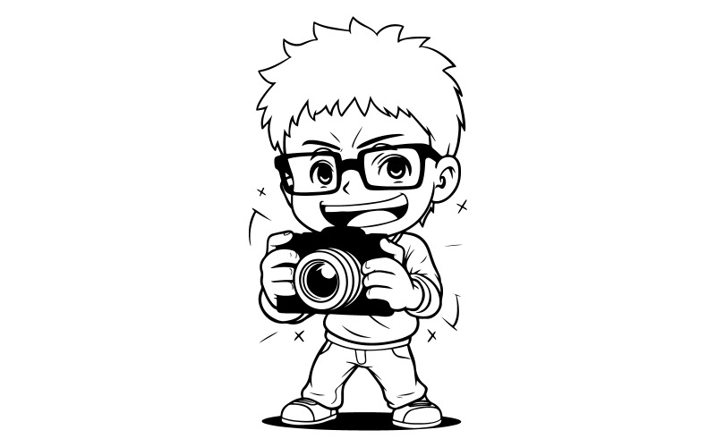 Kreslená mužská postava ve stylu anime nosí brýle