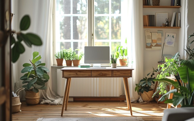 Stanza ufficio in casa con sedia e computer sul tavolo 286