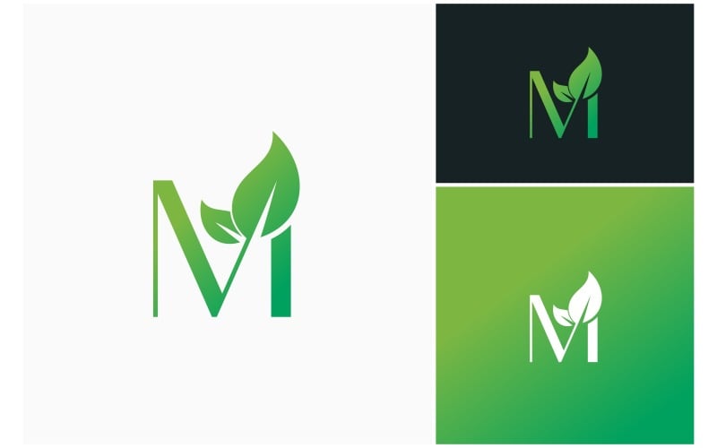 Letra M Folha Verde Fresco Logo