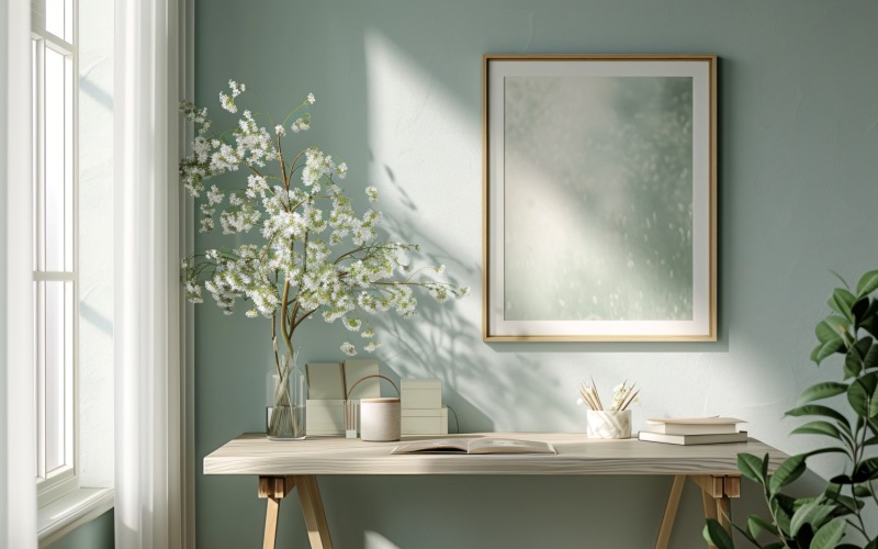 Minimalistisk design med skrivbord och ram 324