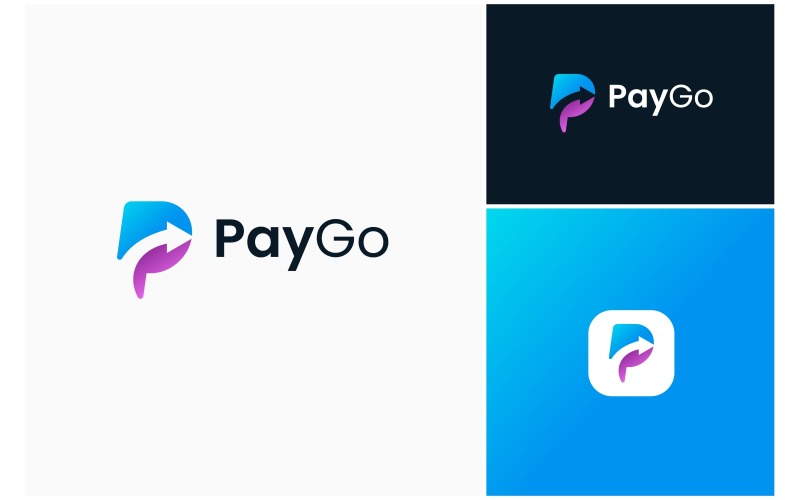 Lettre P Flèche Paiement Finance Logo