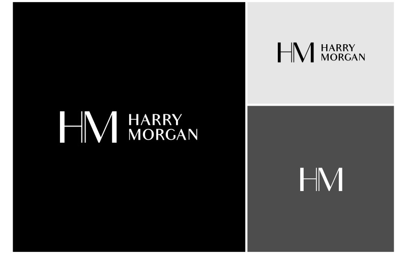 Logotipo de lujo con la letra inicial HM