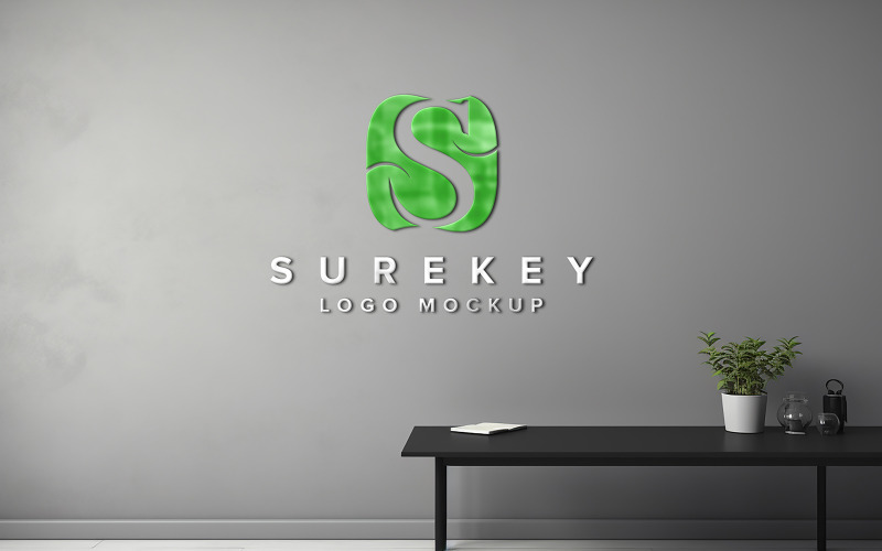 Modello psd mockup logo muro v3