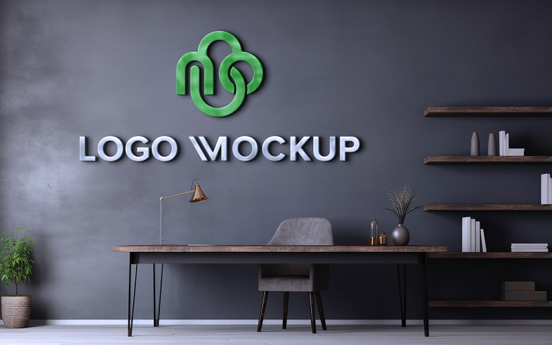 Realistyczny makieta logo ściennego psd v2