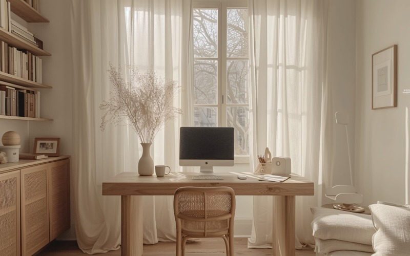 Design minimalista com mesa e moldura 363
