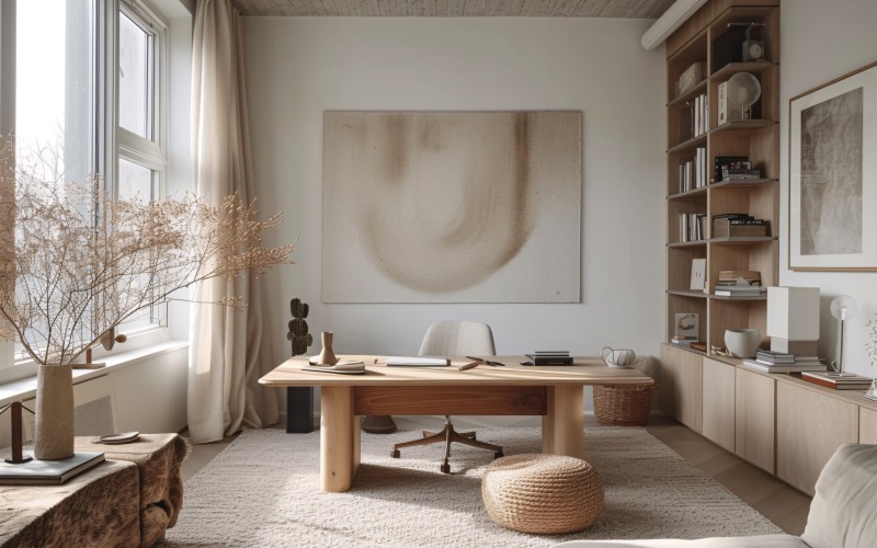 Minimalistisk design med skrivbord och ram 361