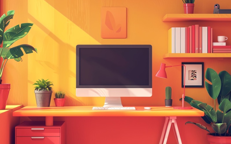 Scandinavian Interior Home Office med växter och vaser 366