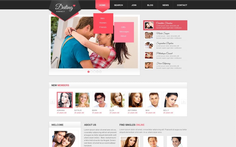 Modelo de site responsivo de namoro