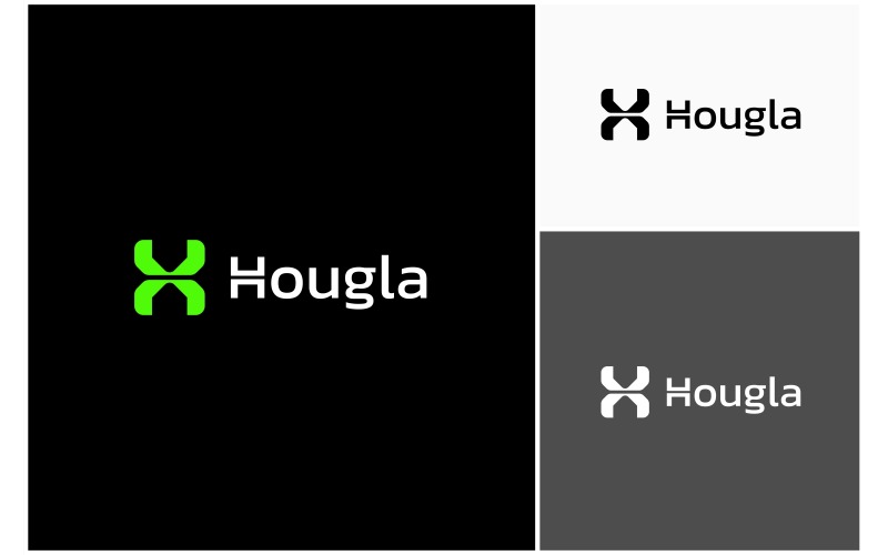 Bokstaven H modern futuristisk logotyp