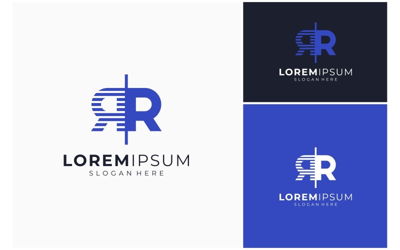 Bokstaven R Spegel Geometrisk Logotyp