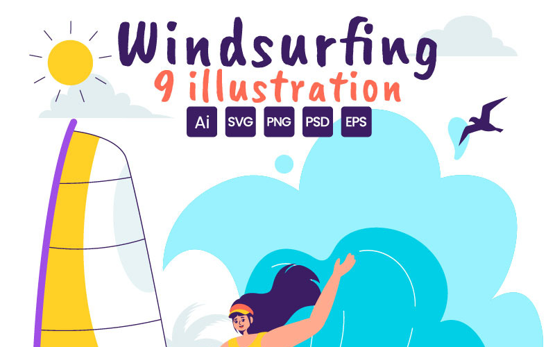 9 Windsurfing Sport Ilustrace