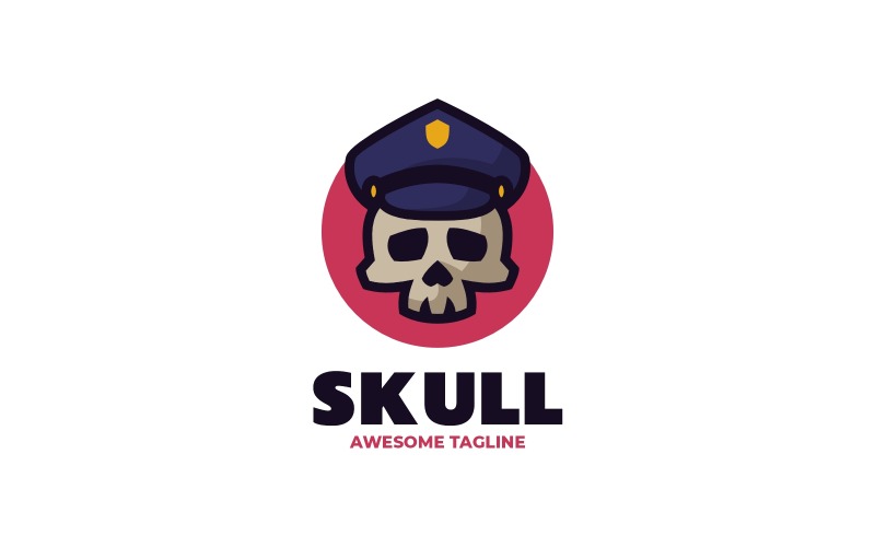 Logo jednoduchého maskota lebky policie