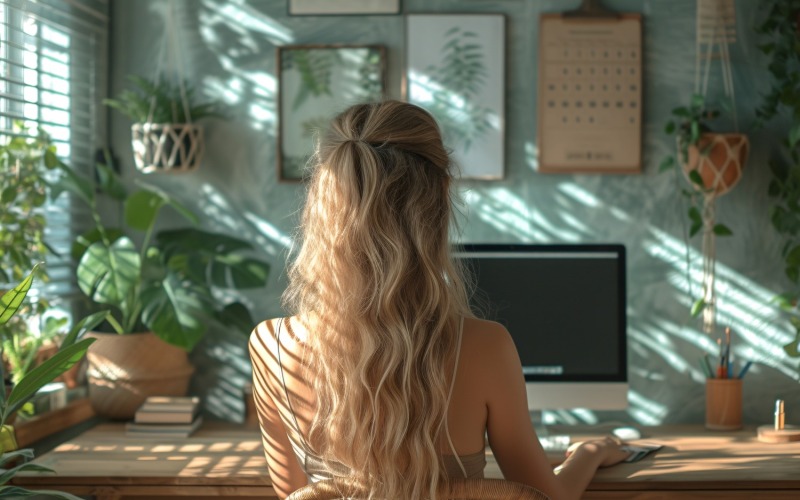 Home-Office-Raum-Set zum Computerarbeiten auf dem Stuhl 495