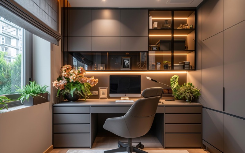 Home Workstation Bord Chai Skrivbord och Ram Hembokgarderob 444