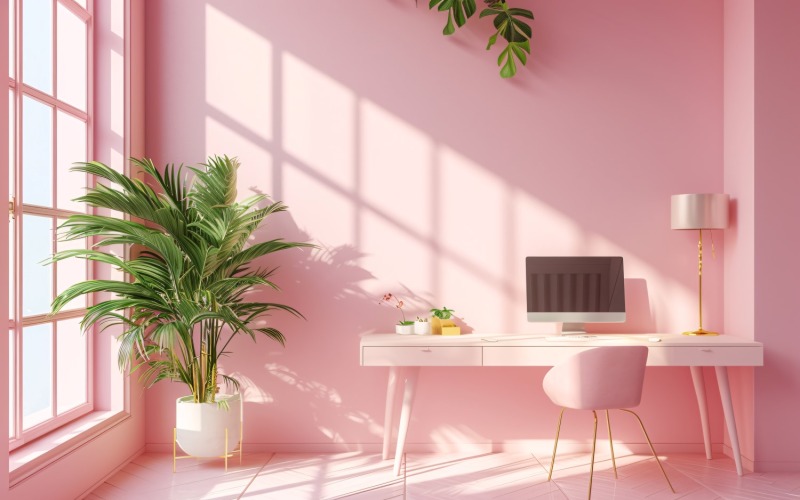 vardagsrumsväxter Vas och ram på rosa vägg solljus 512