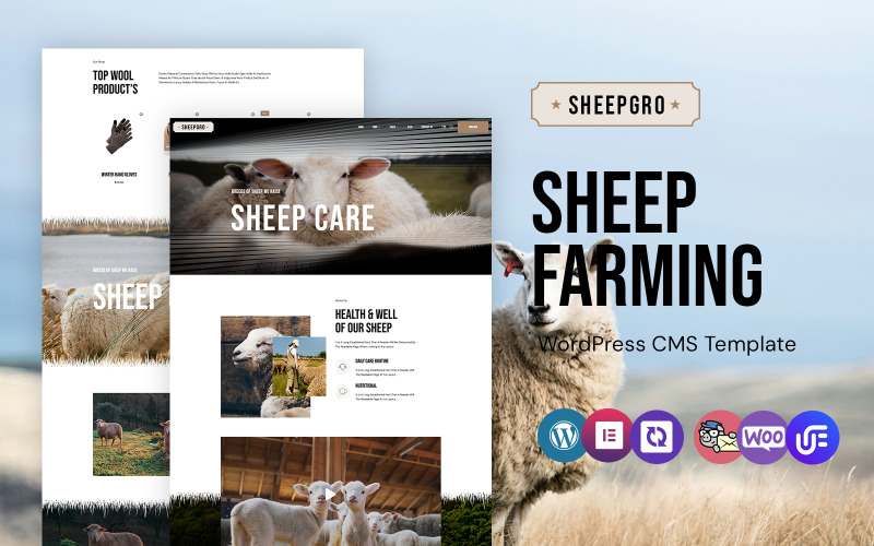Sheepgro - Chov ovcí a oblečení WordPress Téma Elementor