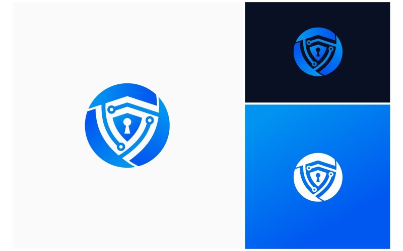 Логотип круга технологий кибербезопасности Shield