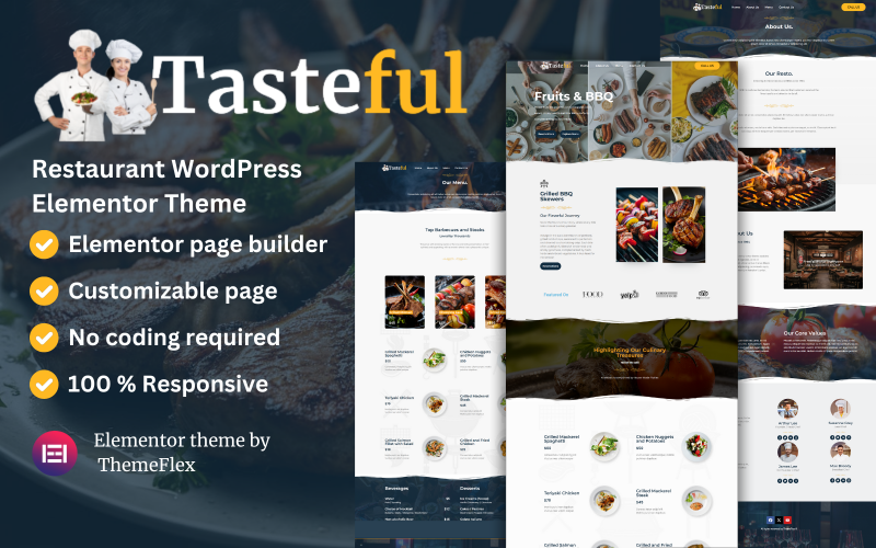 Tasteful- Ресторан WordPress Elementor Тема