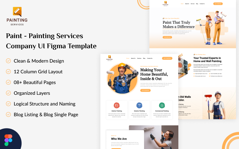 Paint - Painting Services Company Figma UI Template