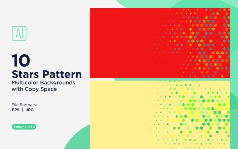 Fundo com padrão de estrelas multicores 250