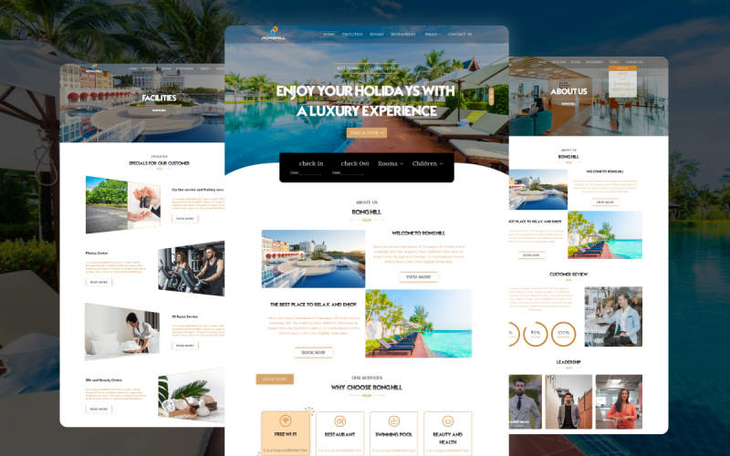 HTML-mall för Ronghill Resort och hotellwebbplats