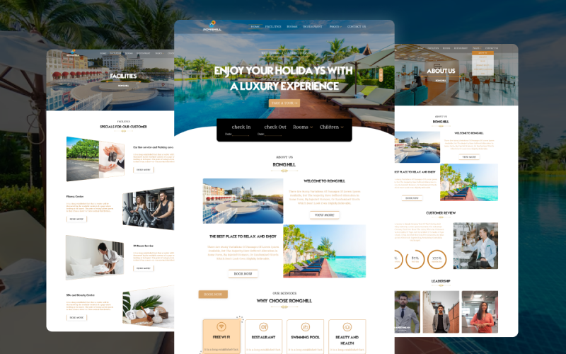 HTML-sjabloon voor website van Ronghill Resort en Hotel
