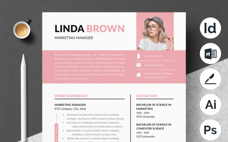 Design minimalista del curriculum con foto
