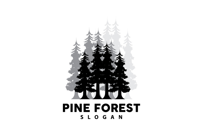 Logo de la forêt de pins au design simple et élégant V7