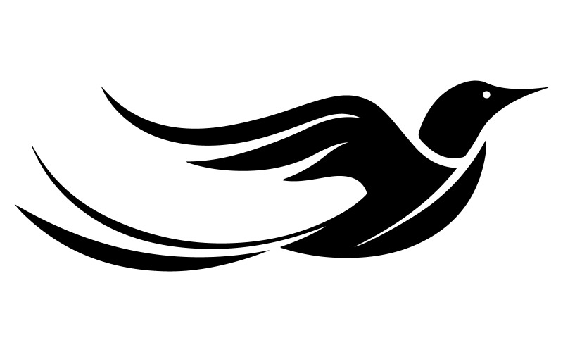Silueta de vector de logotipo creativo de pájaro con fondo blanco