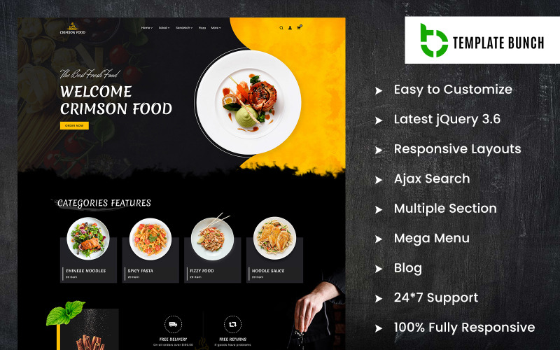 Crimson Food - Tema Shopify responsivo para comércio eletrônico