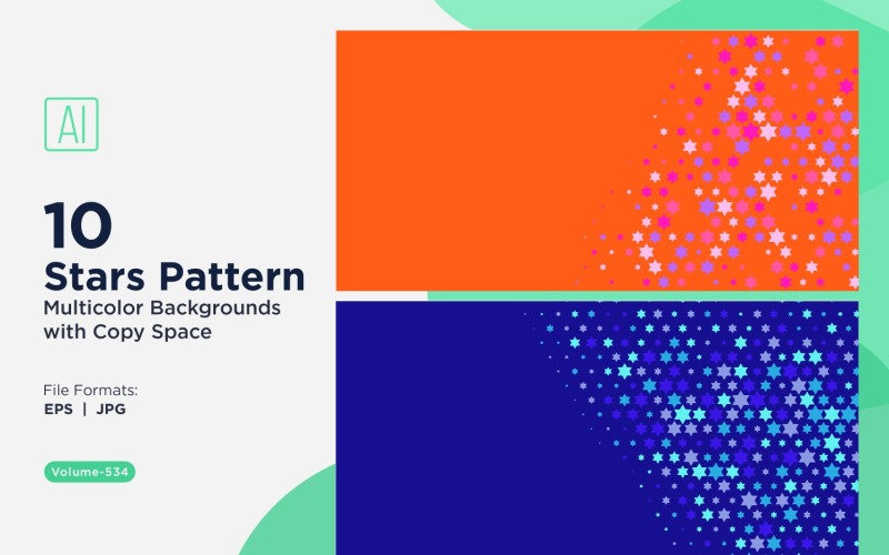 Фон с узором из разноцветных звезд 534