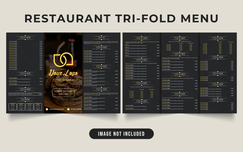 Dreifach gefaltetes Menüdesign für Restaurants