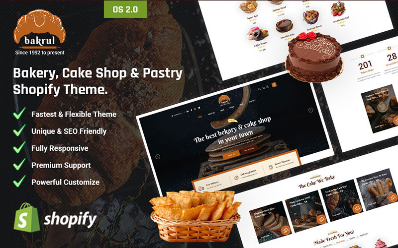 Bakrul - 面包店、蛋糕店和糕点 Shopify 主题