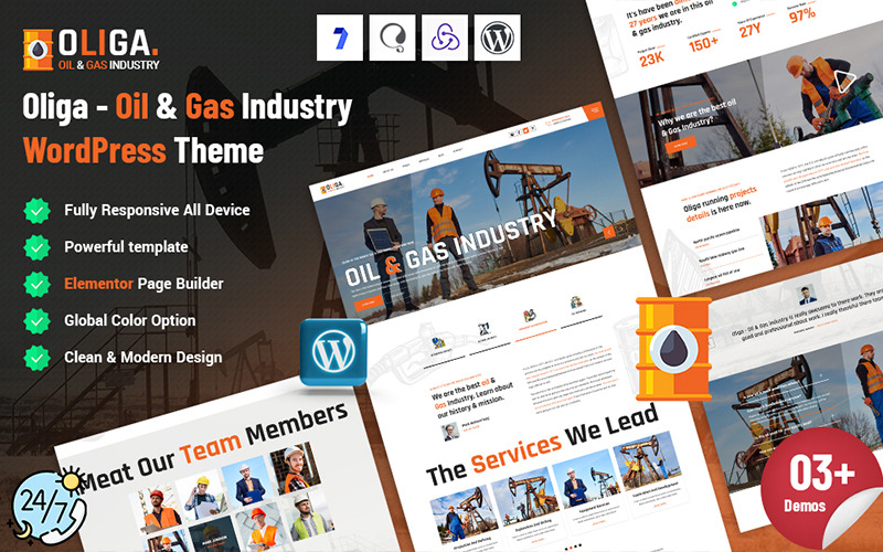 Oliga – Thème WordPress pour l'industrie pétrolière et gazière