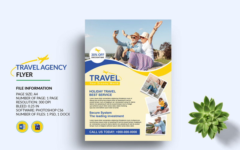 Reiseflyer-Vorlage. Photoshop und MS Word