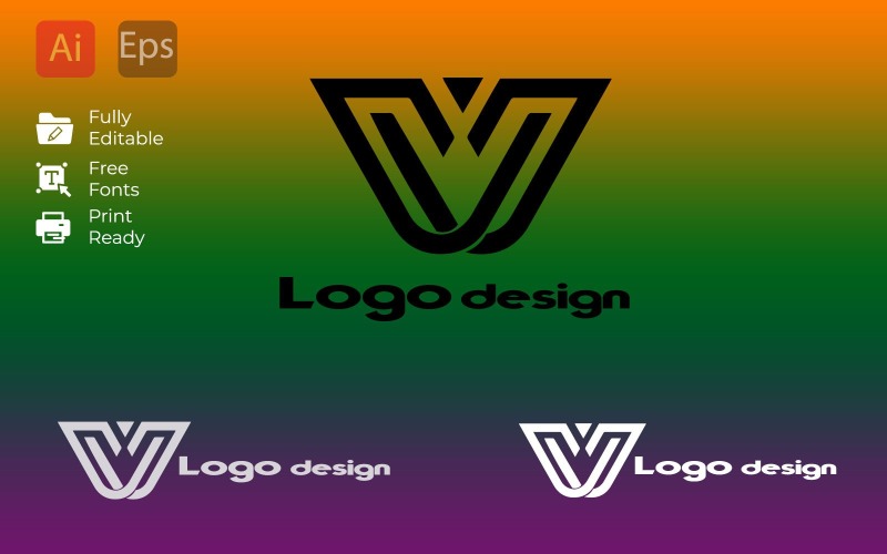 Um modelo de logotipo de letra V maravilhoso abstrato