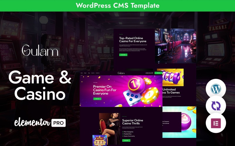Gulam - Thème WordPress polyvalent et réactif pour jeux et casinos en ligne
