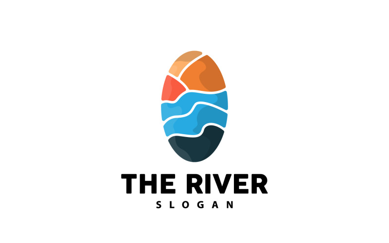 Progettazione del logo del fiume River Creek Nature V11
