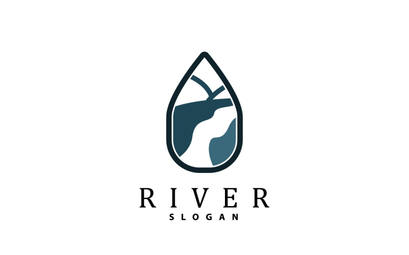 Progettazione del logo del fiume River Creek Nature V7