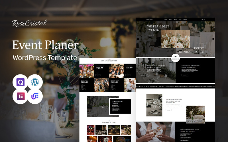RoseCristal - Thème WordPress Elementor pour organisateur d'événements et de mariages