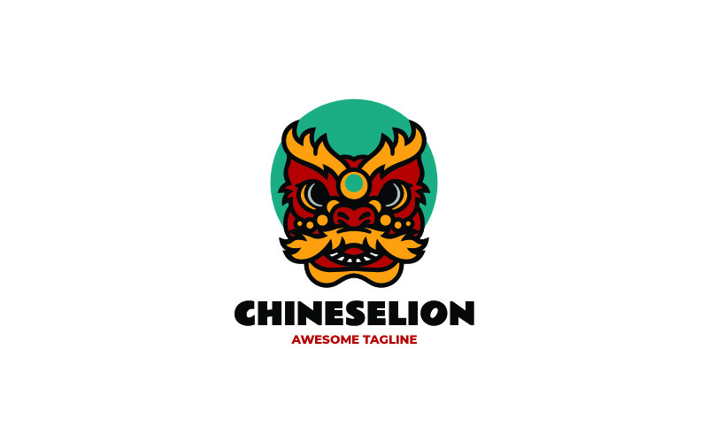Chinees Leeuwendans Mascotte Cartoon Logo