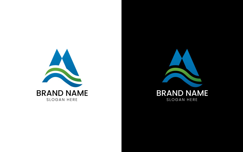 Logotipo de negócios de onda de letra M-08-291