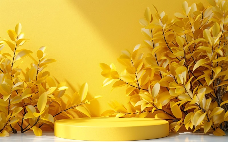 Pódio para Apresentação de Produtos com Folhas Plantas 55