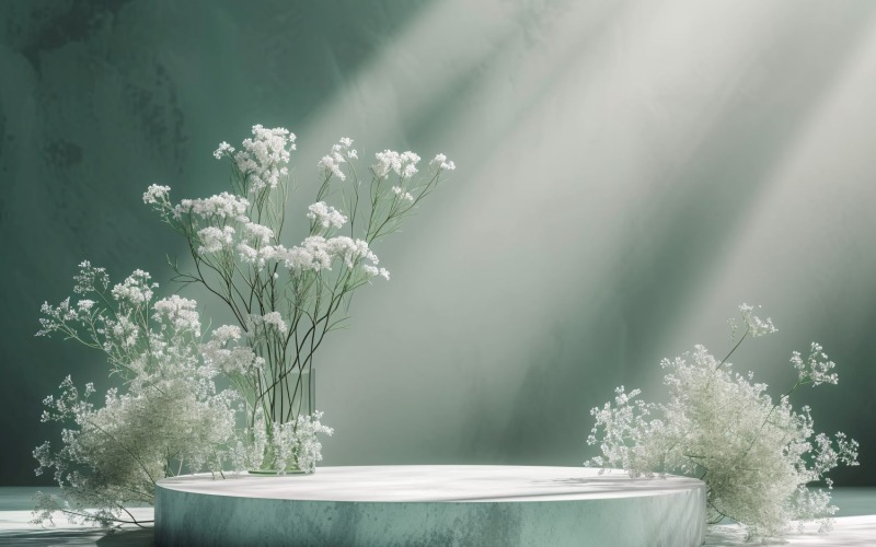 Podium voor productpresentatie met Leafs Plants 08